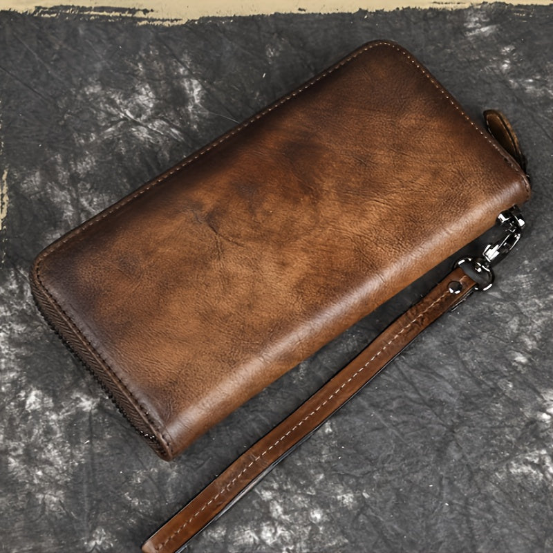 Vintage Style Leather Wallet Floral Embossed Card Holder with Wristlet