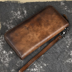 Vintage Style Leather Wallet Floral Embossed Card Holder with Wristlet