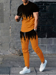 Men's 2 Piece Outfits Short Sleeve T shirt & Jogger Pants Set
