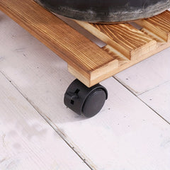 Solid Wood Flower Pot Tray Base with Universal Wheel