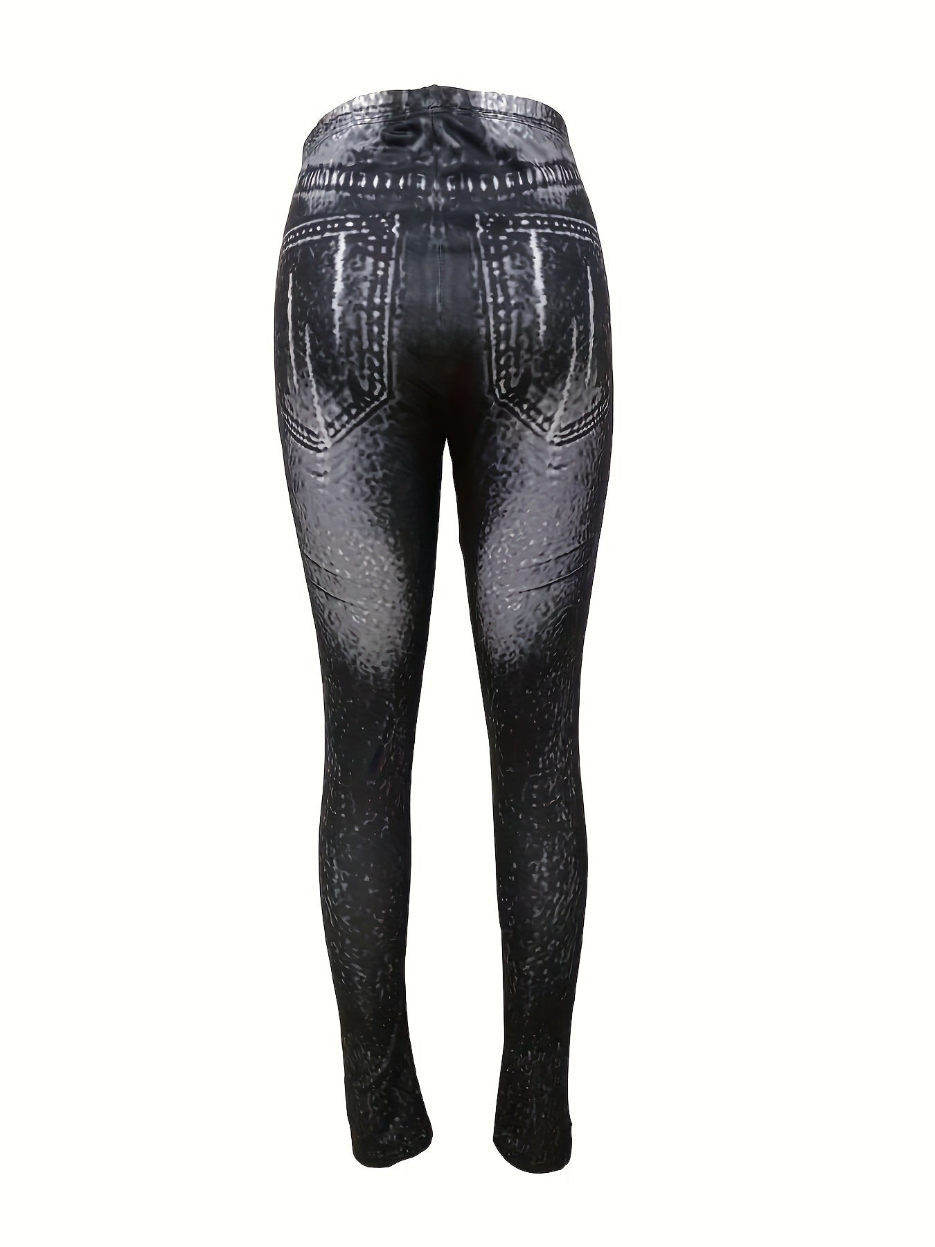 Hourglass Denim Print Skinny Leggings Casual Stretchy Leggings