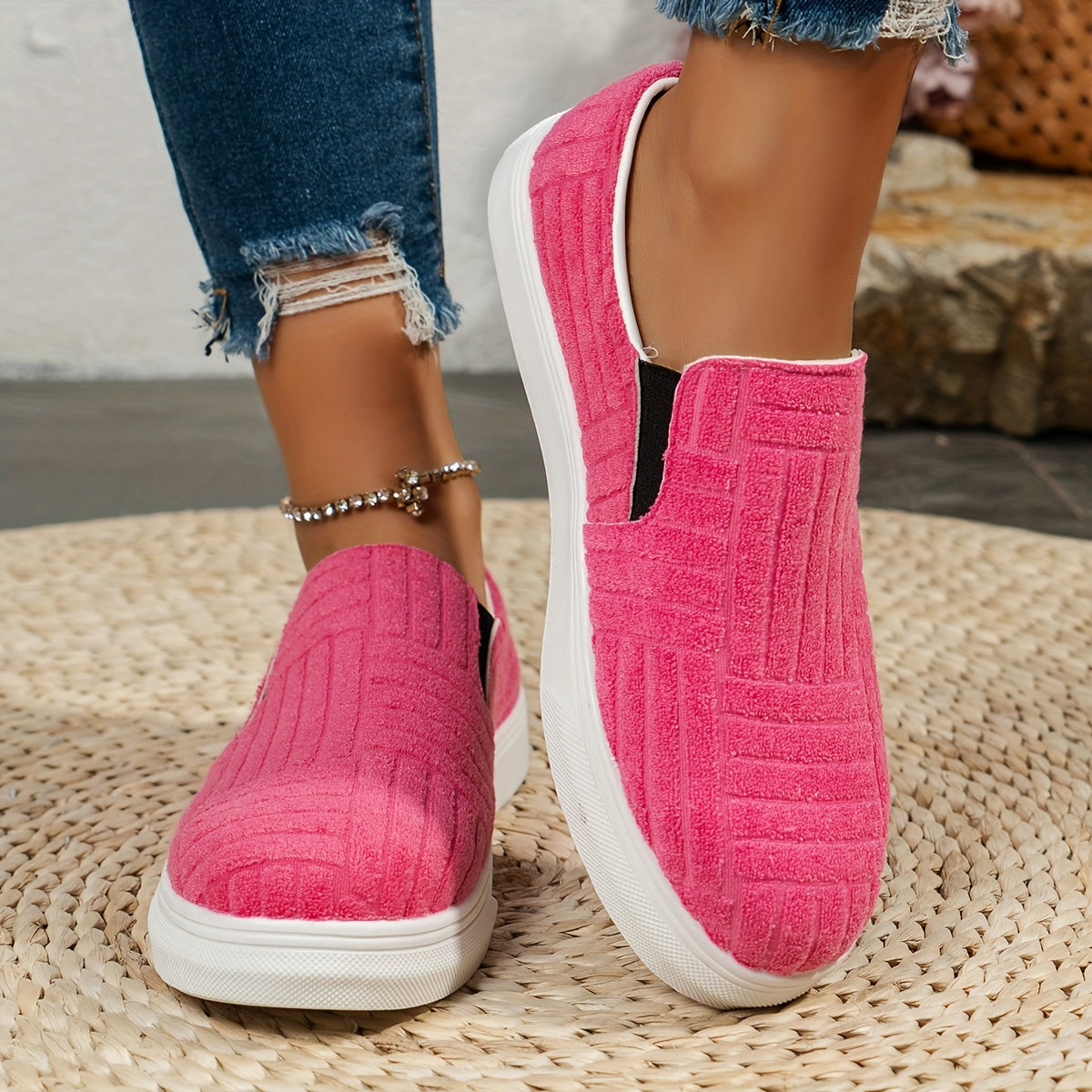 Comfy Stylist Slip on Walking Shoes Thick Sole Outdoor Flats