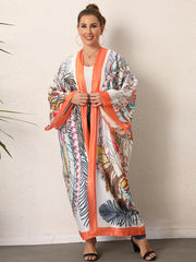 Boho Kimono Women's Plus Allover Print Long Sleeve Cover Up