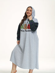 Christmas Lounge Dress Women's Hooded Sleep Dress