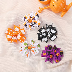 2pcs Halloween Bow Hair Clips Multicolor Sets for Baby Girls