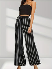 Striped Wide Leg High Waist Pants for Women