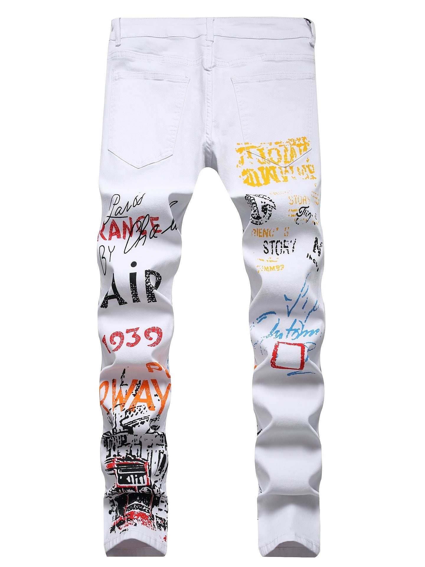 Men's Casual Skinny Printed Denim Jeans Christmas