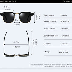 Women's Polarized Sunglasses Vintage Semi Rim Sunscreen Unisex Shades