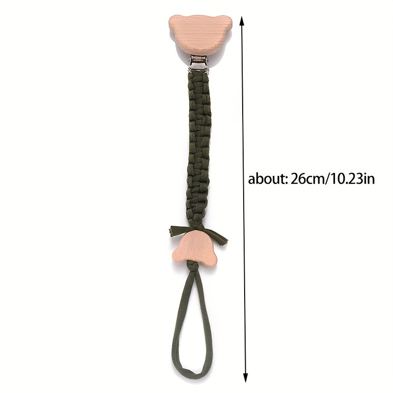 Baby Braided Pacifier Chain Anti-drop Holder Cartoon Bear Pacifier Clip