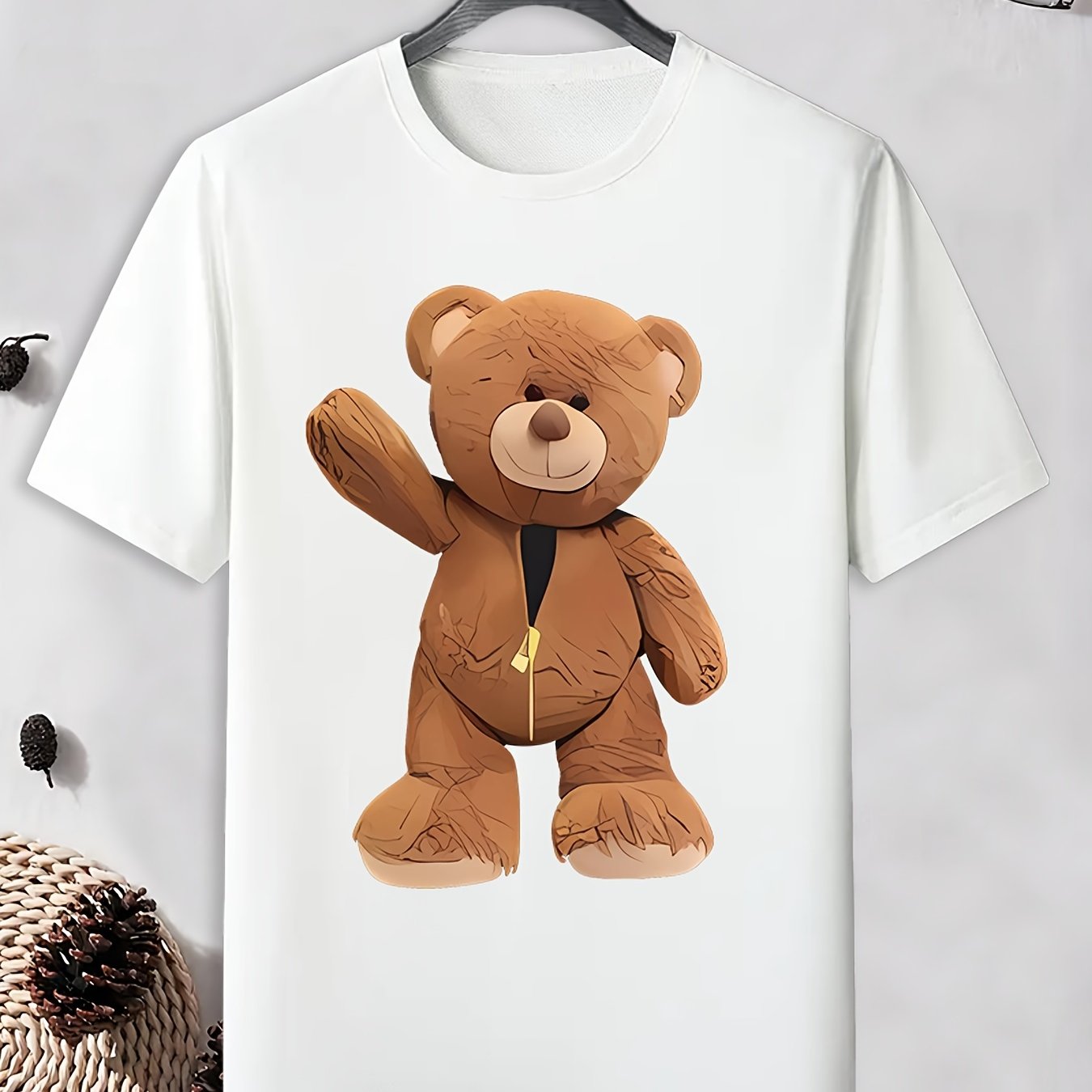 Men's Bear Print Tee Active Stretch Breathable T-shirt