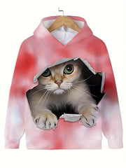Tie Dye Kids Kitten Hooded Sweatshirt Pullover Spring Girls