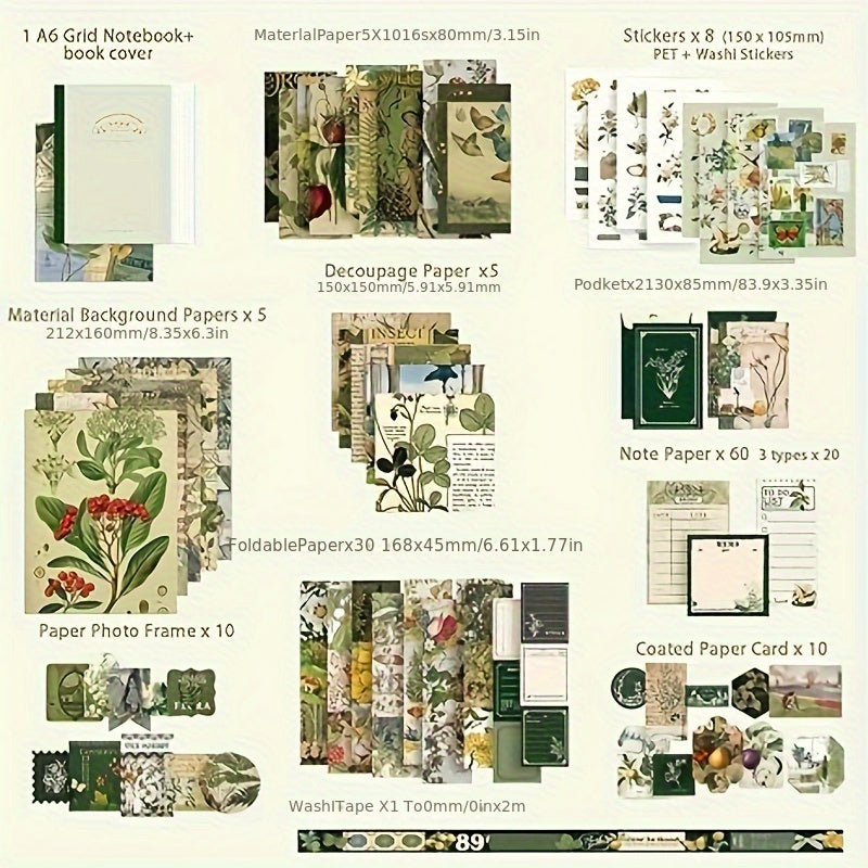 Scrapbooking Supplies Kit Retro Plant Fantasy Style DIY 15.24x10.16 cm