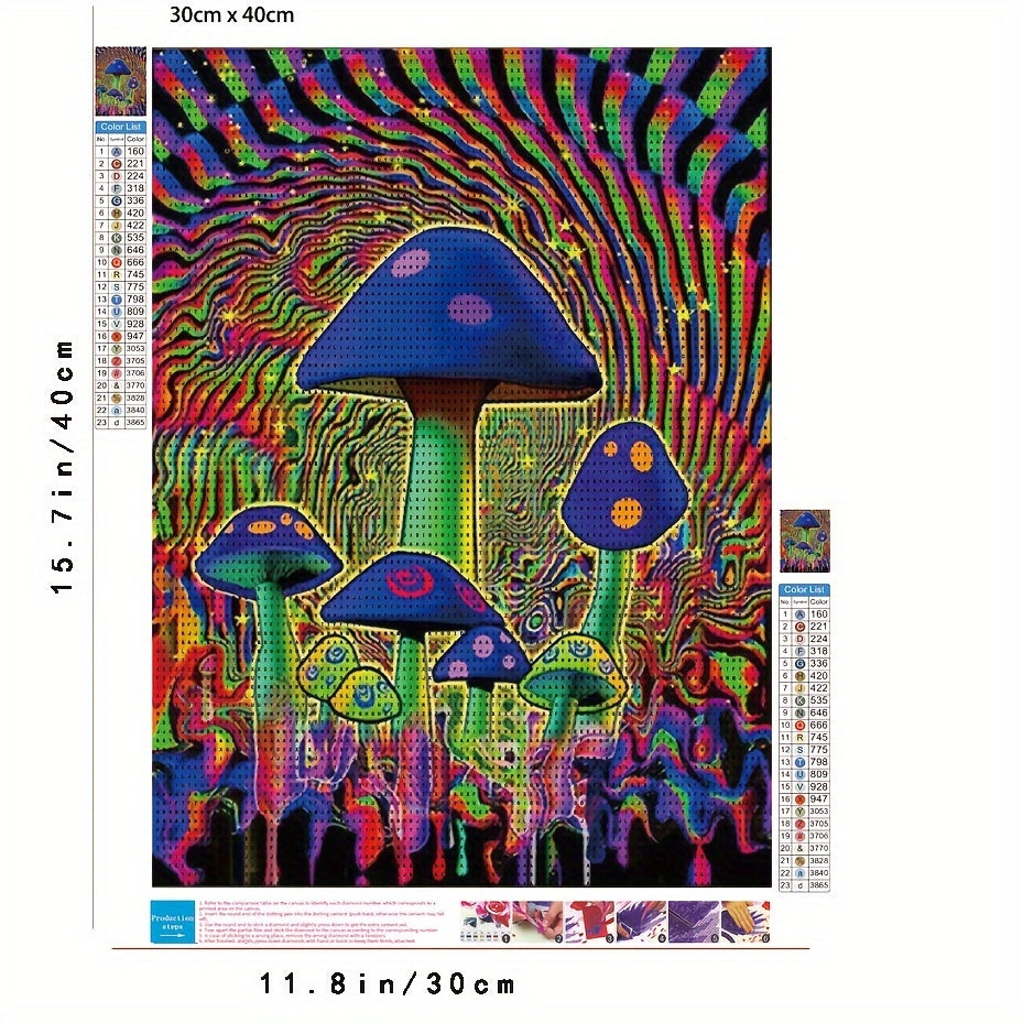 Mushroom Diamond Painting Kit Psychedelic Art Decoration Adults Holiday Gift