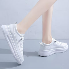 Women's Lace Up Platform Sneakers Anti-slip Low Top Casual Sports Shoes