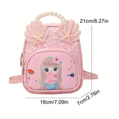 Casual Sequin Backpack with Beaded Shell Decor