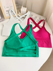 3pcs Girl's Ribbed Camisole Underwear with Chest Pad No Steel Ring Bralette
