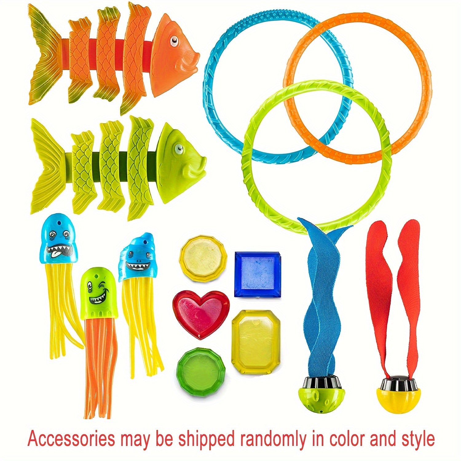 Diving Pool Toy Set - Underwater Swim Pool Games - Beach Dive Sticks Rings