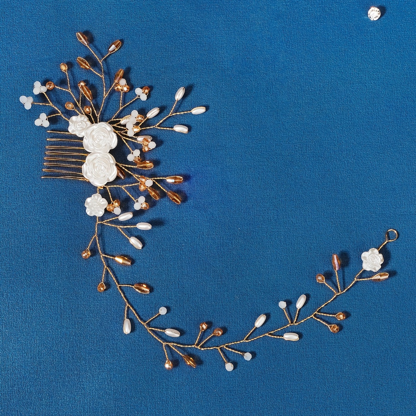 Golden Faux Pearl Flower Hair Comb Party Favor Decorations