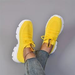 Women's Knitted Sports Shoes Lightweight Lace Up Low Top Running & Tennis Sneake