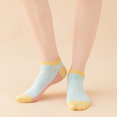 5 Pairs Colorblock Ankle Socks & Low Cut Crew Socks Women's Stockings