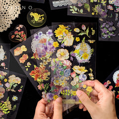 6pcs Sparkling Flowers Stickers Foil Stamped Water Resistant DIY Decoration