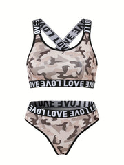 Criss Cross Back Bra & Panties Set Women's Lingerie