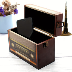 Vintage Radio Shaped Wooden PU Storage Box