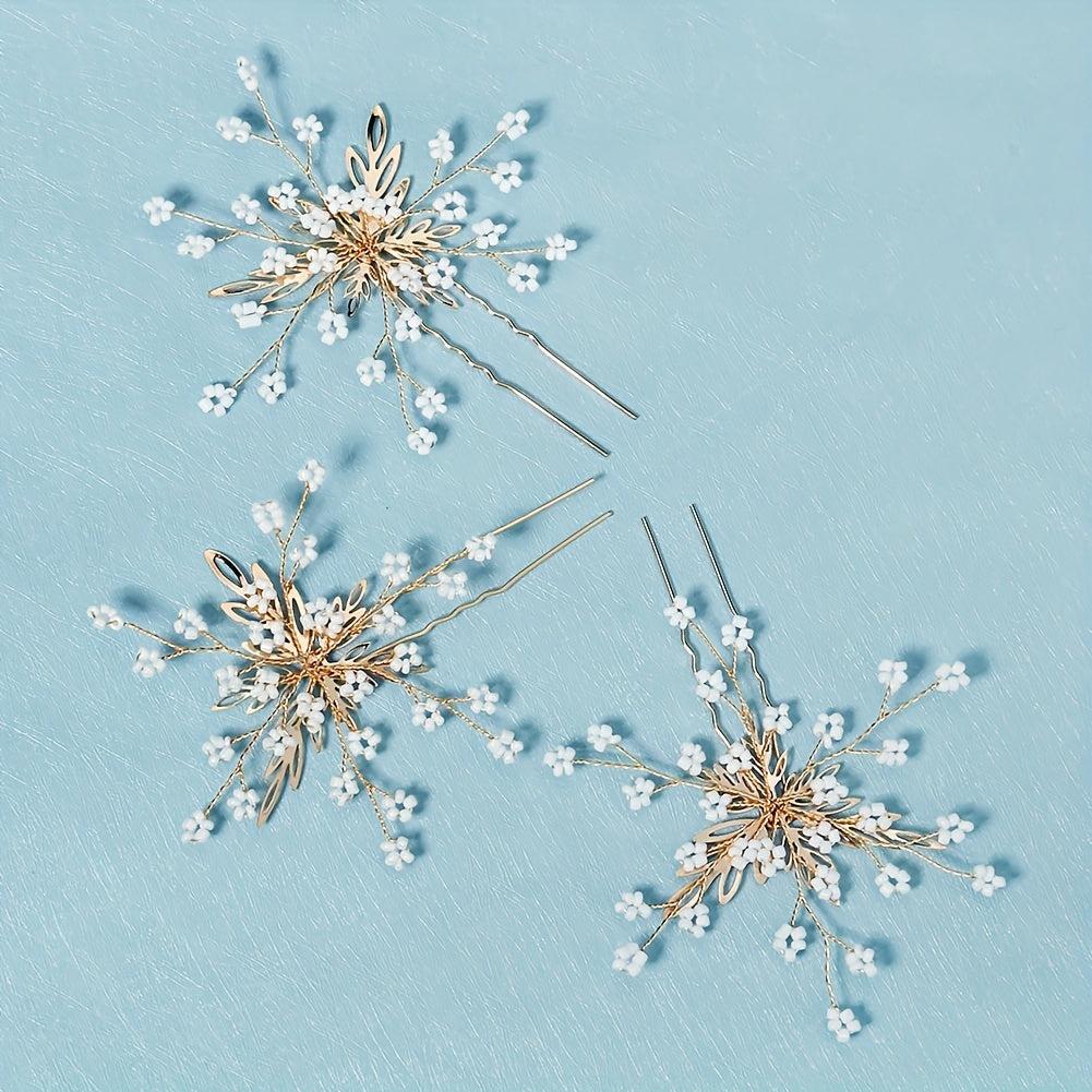 Snowflake Charm Hair Pin Vintage Bridal Wedding Accessory