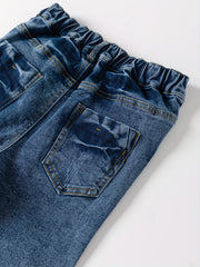 Boys Denim Jeans Cropped Pants Bottoms With Pockets