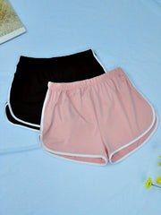 Colorblock Trim Sleep Bottoms Elastic Waistband Shorts