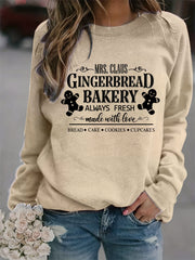 Gingerbread Bakery Sweatshirt Long Sleeve Crew Neck Women's Clothing