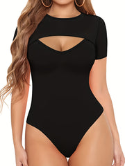 Sexy Short Sleeve Cut Out Bodysuit for Women