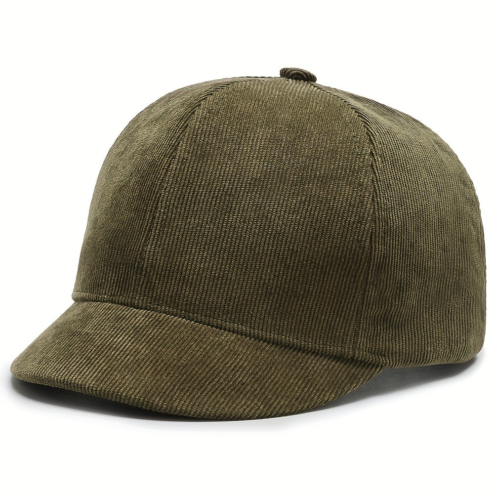 Short Brim Corduroy Baseball Cap Solid