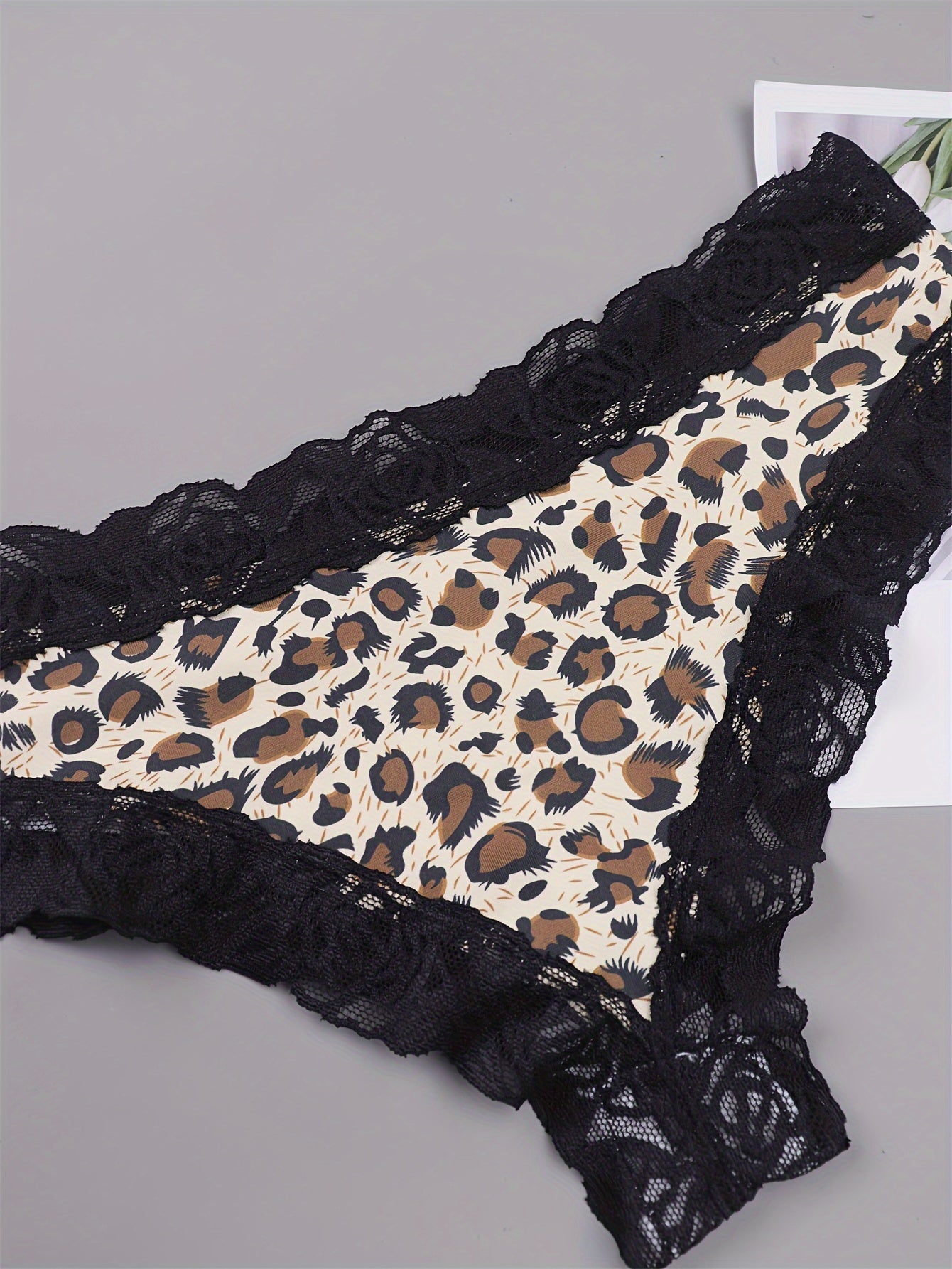 5 Pack Plus Size Sexy Panties Set Leopard & Heart Print Bikini Pant