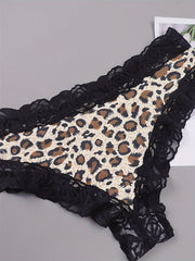 5 Pack Plus Size Sexy Panties Set Leopard & Heart Print Bikini Pant