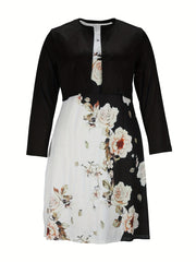 Colorblock Floral Print Dress & Cardigan Set