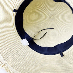 Wide Brim Sun Hat Ribbon Bowknot Decor Straw Hat