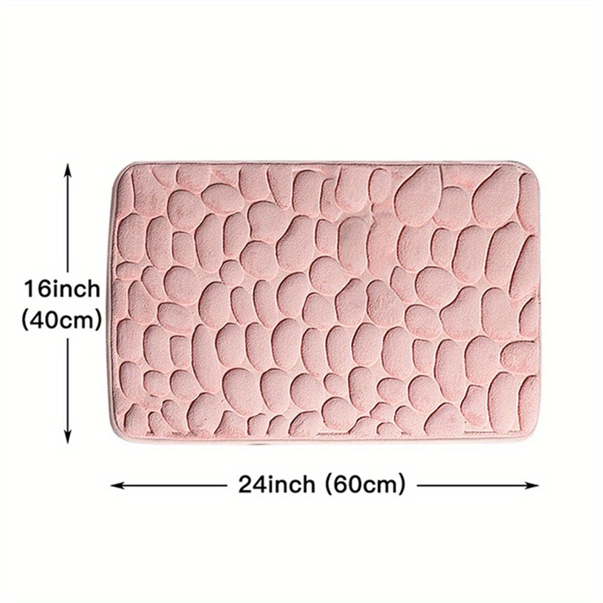 Memory Foam Bath Rug Cobblestone Embossed Non Slip Soft Shower Room