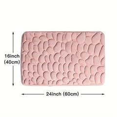 Memory Foam Bath Rug Cobblestone Embossed Non Slip Soft Shower Room