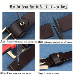 Vintage Leather Belt Solid Casual Jeans Belt for Women