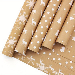 5pcs Retro Christmas Wrapping Paper Sheet Pack 5 Designs 43x100cm Tissue Paper