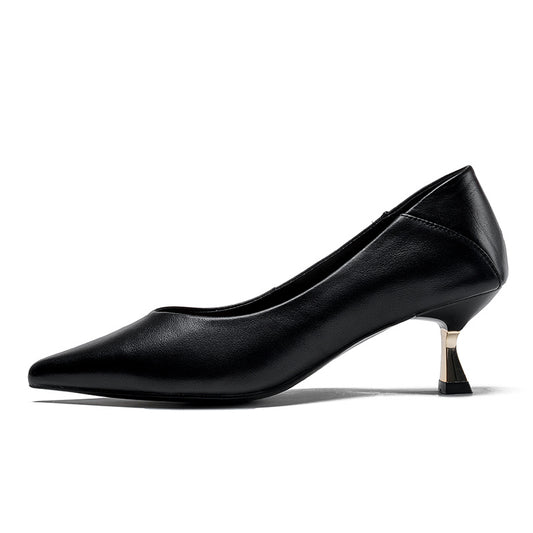 Pointed Toe Kitten Heel Pumps Women's Slip-On High Heels