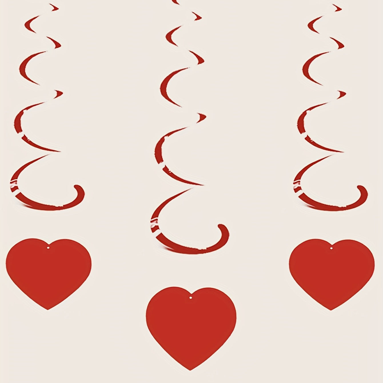 6pcs Heart Pull Flags Red Heart Spiral Banners Party Decoration