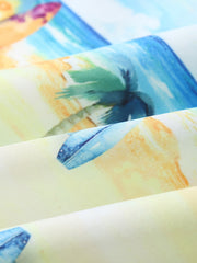 Boys Coconut Tree Button Down Shirt Tops for Summer