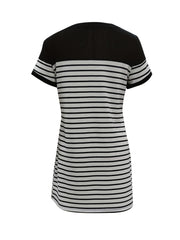 Casual Striped Print Splicing Dress Short Sleeve Crew Neck Dress