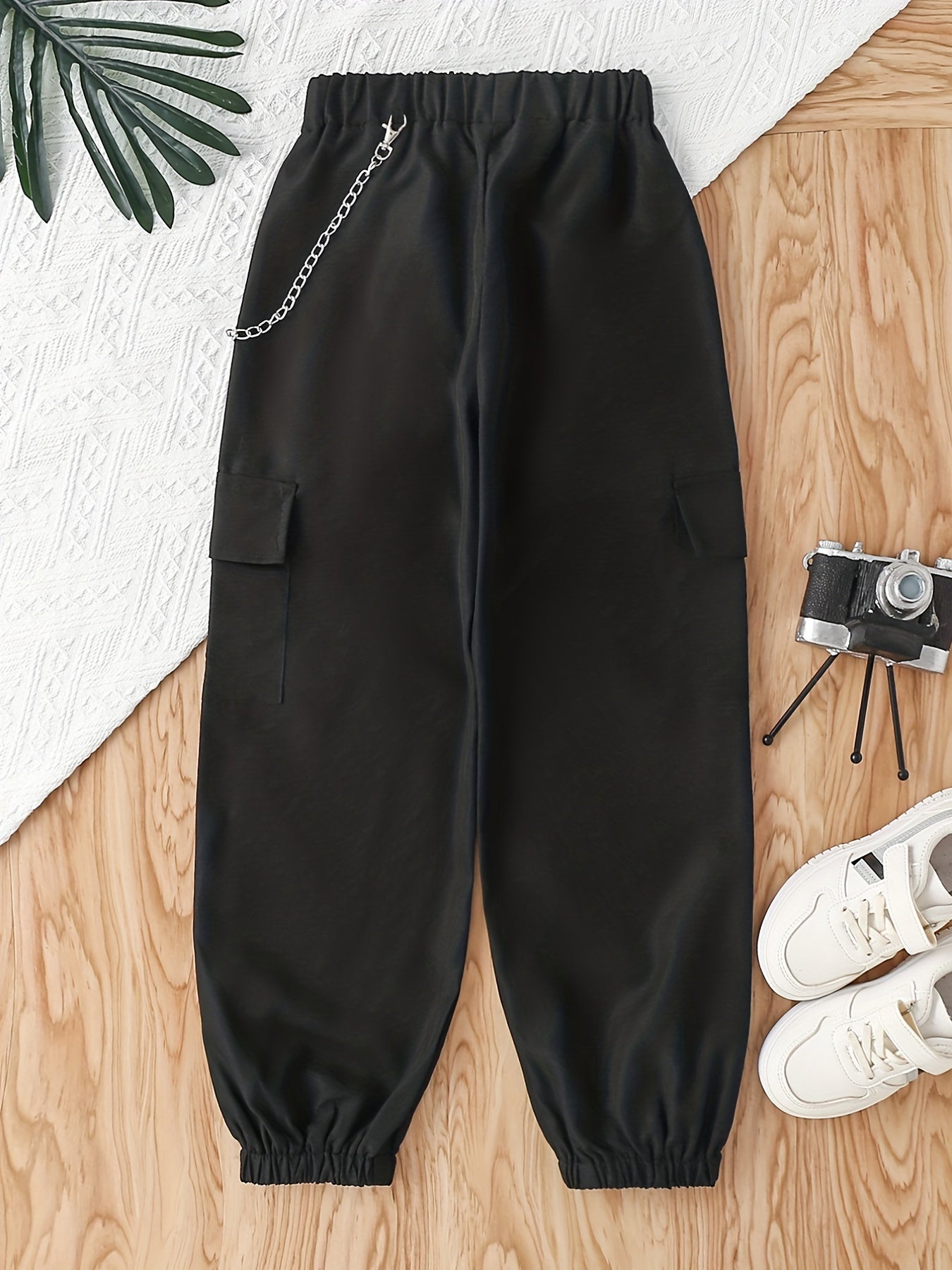 Girls Cargo Pants with Chain Detail