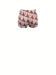 Heart & Letter Print Skinny Shorts Casual Shorts For Spring & Summer
