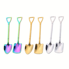 2pcs Stainless Steel Shovel Spoon Coffee Ice Cream Spoon Retro Square Spoon