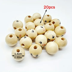 30pcs Doll Wooden Beads Round Beads Jewelry Making Wood Beads