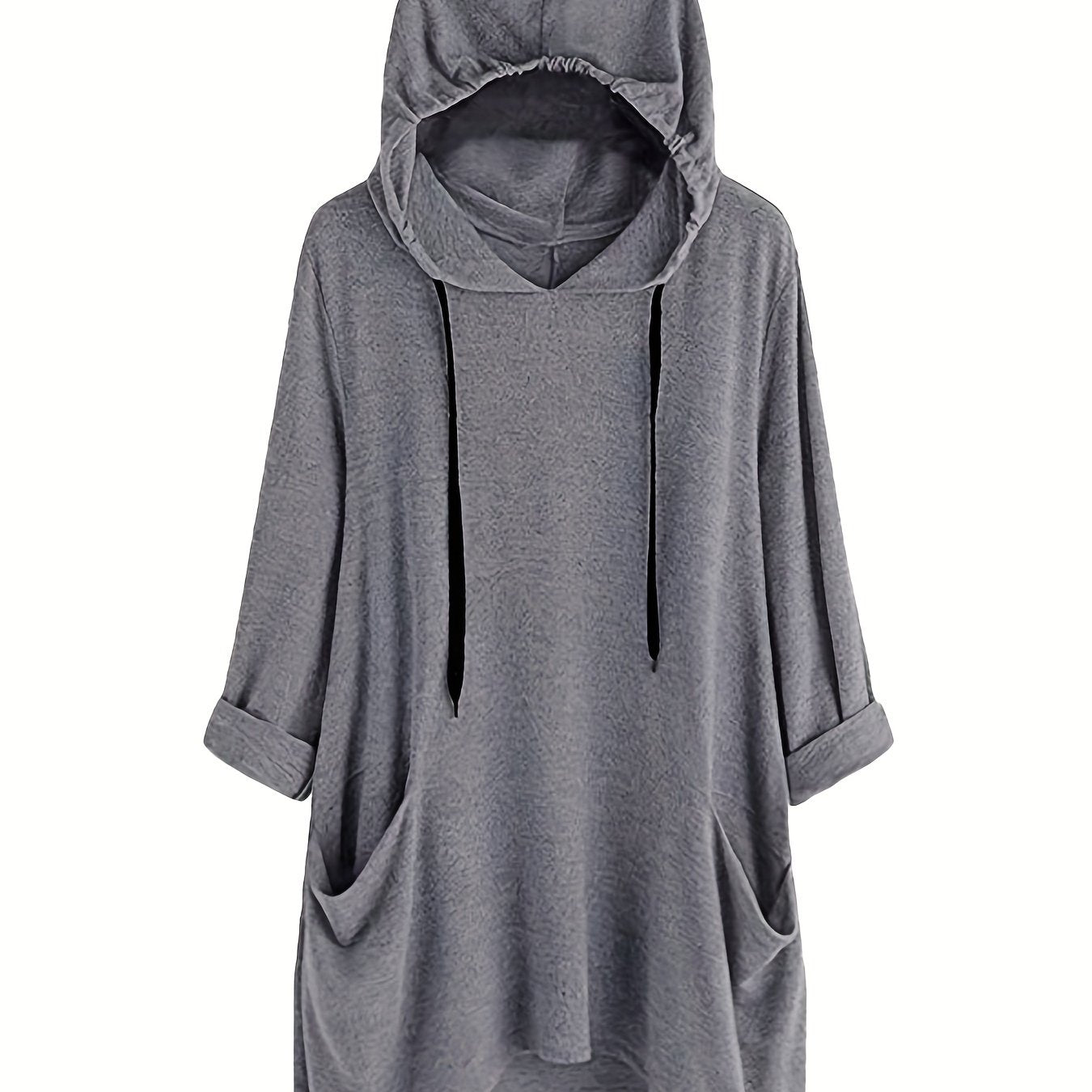 Patched Pocket Drawstring Hoodie Long Sleeve Sweatshirt